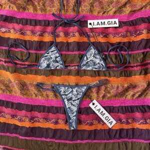 IAMGIA blue jean design bikini/bathing suit set. Size small